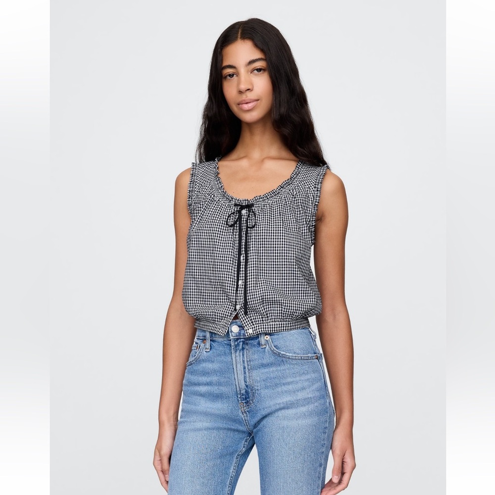 NWT Gap x DOEN Gingham Cropped Tank Top - Navy/White